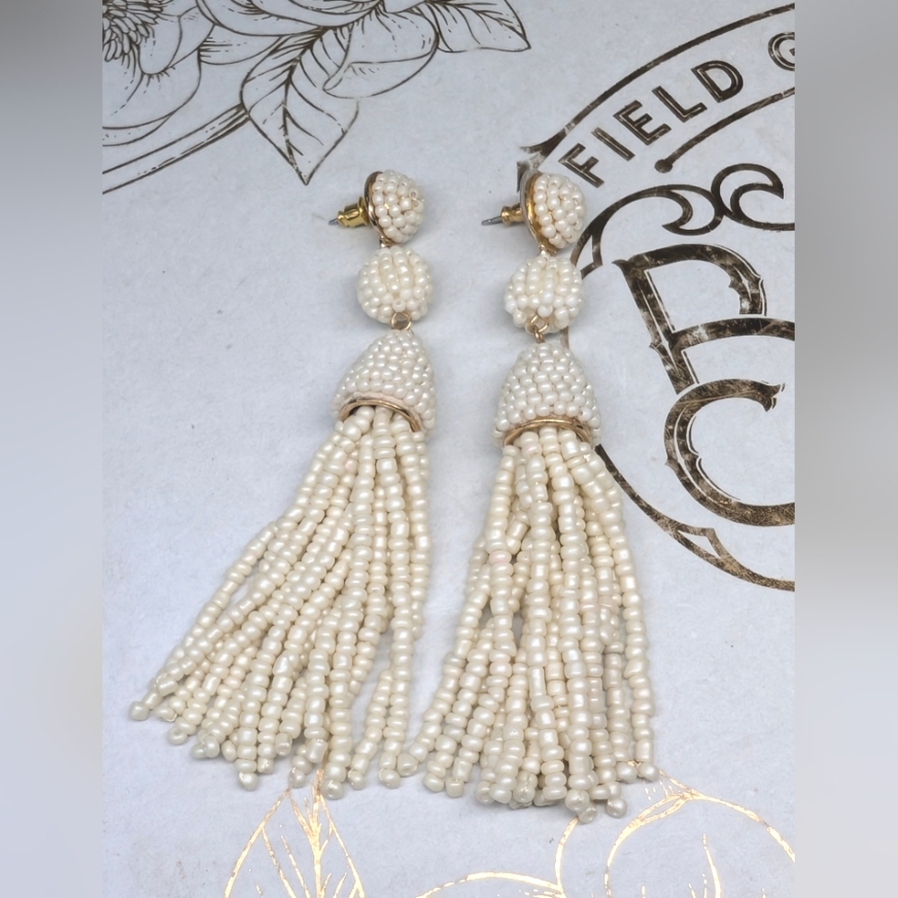 BaubleBar Long Beaded Earrings - Cream